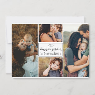 Happy New Year Modern Family Foto Collage Review Feiertagskarte