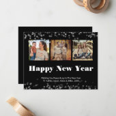 Happy New Year Modern Foto Card Mitteilungskarte (Vorderseite/Rückseite Beispiel)