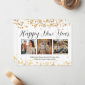 Happy New Year Modern Gold Foto Card Mitteilungskarte (Vorderseite/Rückseite Beispiel)