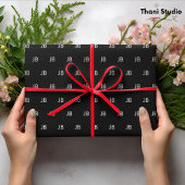 Happy New Year Modern Minimalistisch Monogram Blac Geschenkpapier