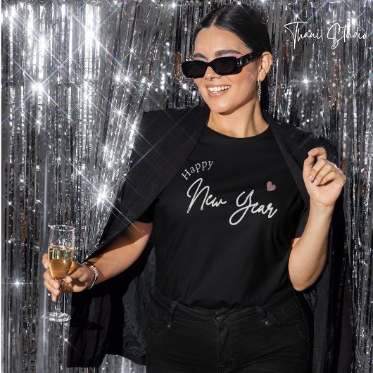 Happy New Year Modern Minimalistisch Typografy Bla T-Shirt