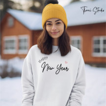 Happy New Year Modern Minimalistisch Typografy Whi