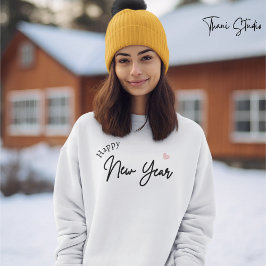 Happy New Year Modern Minimalistisch Typografy Whi Sweatshirt