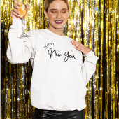 Happy New Year Modern Minimalistisch Typografy Whi Sweatshirt