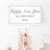 Happy New Year Modern Minimalistisch White Black Banner (Insitu)