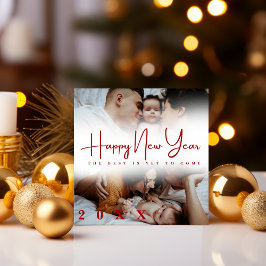 Happy New Year modern Script 3 Collage Multi Photo Feiertagskarte