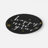 Happy New Year Modern Script Chic Gold Sternexplos Pappteller (Schrägansicht)