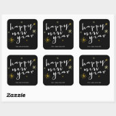 Happy New Year Modern Script Chic Gold Sternexplos Quadratischer Aufkleber (Blatt)