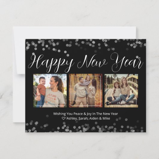 Happy New Year Modern Script Foto Card Mitteilungskarte (Vorderseite)