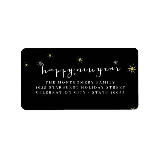 Happy New Year Modern Script Sternexplosion Addres (Vorne)