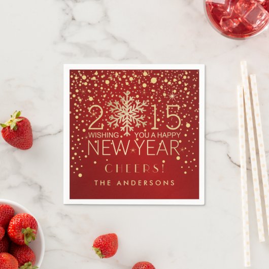 Happy New Year Modern Snowflake Confetti Urlaub Serviette (Beispiel)