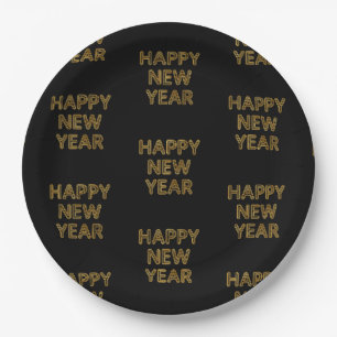Happy New Year Modern Typografy Pappteller
