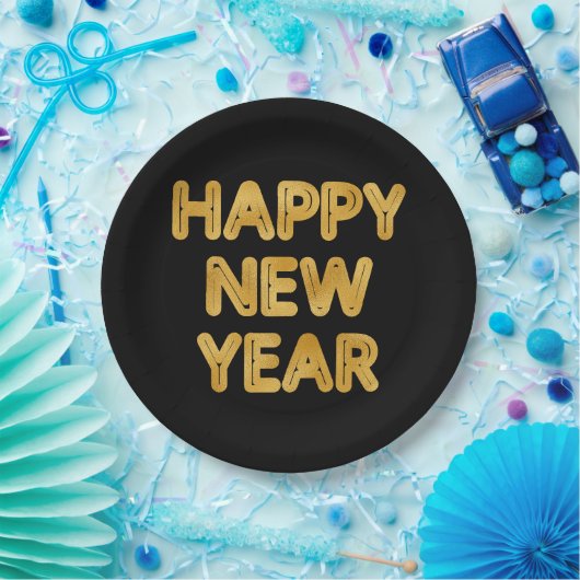 Happy New Year Modern Typografy Pappteller (Party)