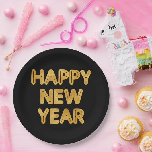 Happy New Year Modern Typografy Pappteller (Party)