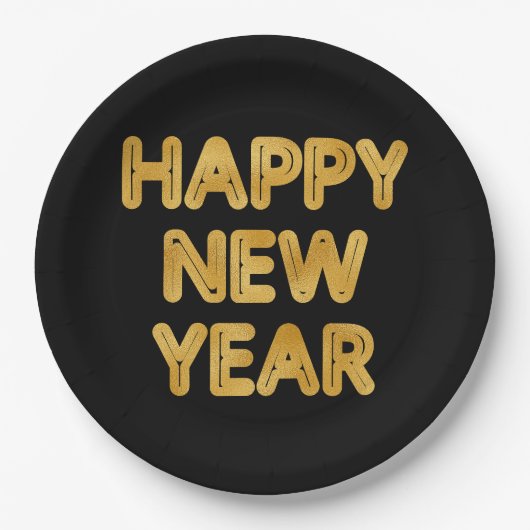 Happy New Year Modern Typografy Pappteller (Vorderseite)