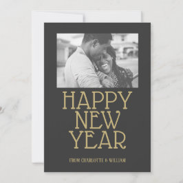 Happy New Year Modern Typografy Personalisiert Feiertagskarte