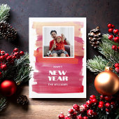 Happy New Year Modern Watercolor Pink Weihnachten