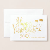 Happy New Year Moderne Kalligraphie-Skript Folienkarte (Vorderseite mit Umschlag)
