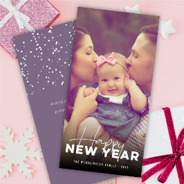 Happy New Year Moderne Typografie Minimales Foto Feiertagskarte