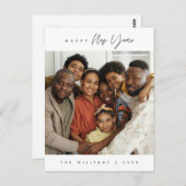 Happy New Year, Modernes Grußfamilien Foto Postc Postkarte (Vorne/Hinten)