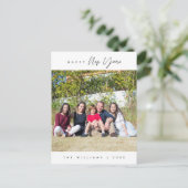 Happy New Year, Modernes Grußfamilien Foto Postkarte (Stehend Vorderseite)