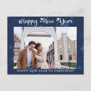 Happy New Year Modernes Holiday Foto on Snowflakes Postkarte