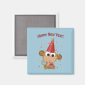 Happy New Year Monkey Magnet (Vorderseite/Rückseite)