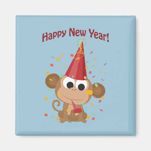 Happy New Year Monkey Magnet (Vorne)