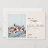 Happy New Year Moving Ankündigung Tan Foto (Vorderseite)