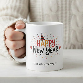 Happy New Year Mug Personalized Family Name custom Kaffeetasse