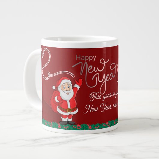 Happy New Year Mug – Premium Celebration Design Jumbo-Tasse (Vorderseite Links)