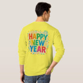Happy New Year — Multicolour Confetti Celebration T-Shirt (Schwarz voll)