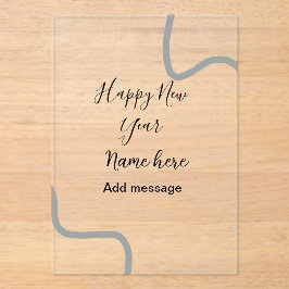 Happy new year name message gray simple holiday  acryleinladungen
