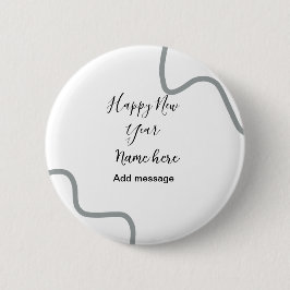 Happy new year name message gray simple holiday  button