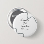 Happy new year name message gray simple holiday  button (Vorne & Hinten)