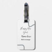 Happy new year name message gray simple holiday gepäckanhänger (Rückseite vertikal)
