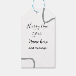 Happy new year name message gray simple holiday  geschenkanhänger