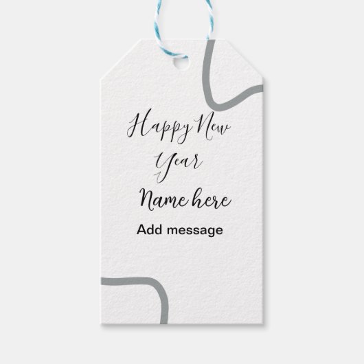 Happy new year name message gray simple holiday geschenkanhänger (Vorderseite)