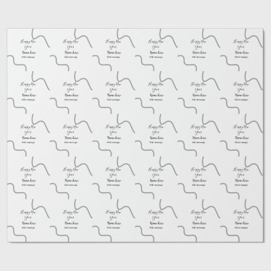 Happy new year name message gray simple holiday geschenkpapier (Flach)