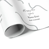 Happy new year name message gray simple holiday geschenkpapier (Rolleneckpunkt)