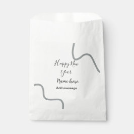 Happy new year name message gray simple holiday  geschenktütchen