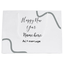 Happy new year name message gray simple holiday  große geschenktüte