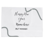 Happy new year name message gray simple holiday  große geschenktüte (Rückseite)