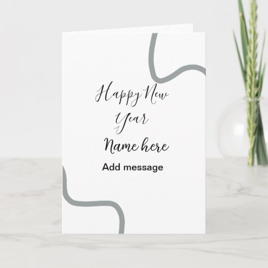 Happy new year name message gray simple holiday karte (Vorderseite)
