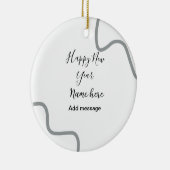 Happy new year name message gray simple holiday  keramik ornament (Rechts)