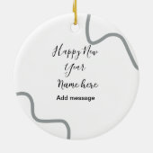 Happy new year name message gray simple holiday keramik ornament (Hinten)