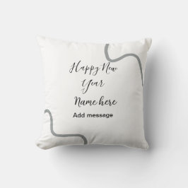Happy new year name message gray simple holiday  kissen