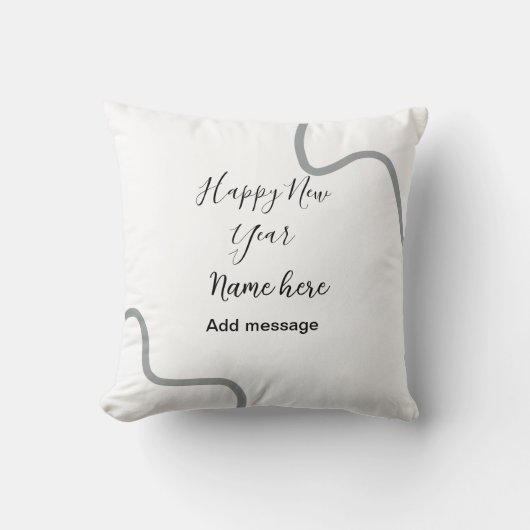 Happy new year name message gray simple holiday  kissen (Vorderseite)