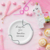 Happy new year name message gray simple holiday pappteller (Party)