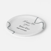 Happy new year name message gray simple holiday  pappteller (Schrägansicht)